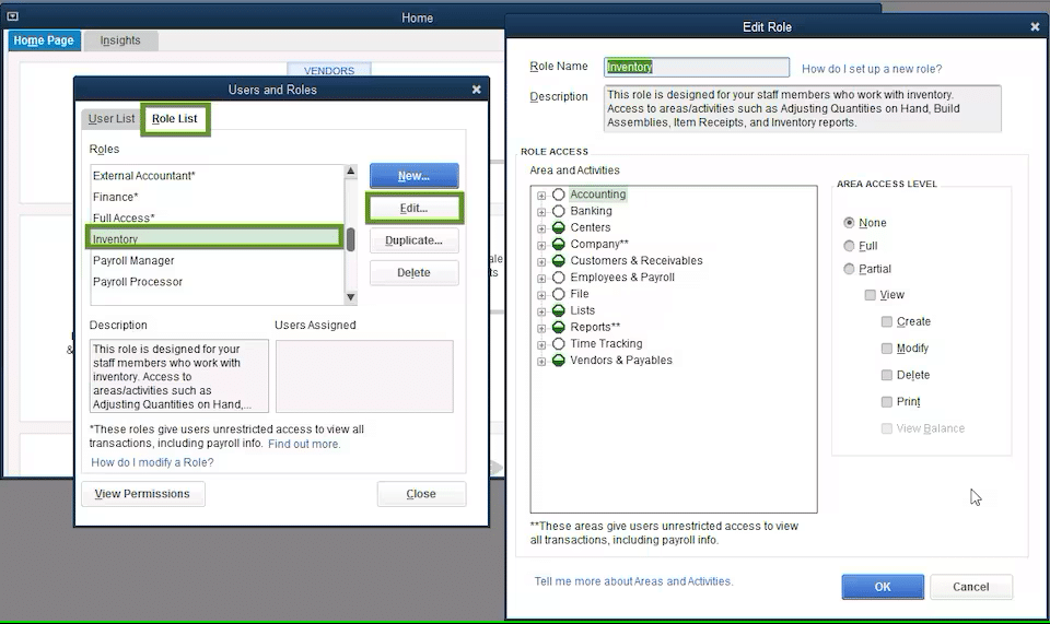 Steps for using predefined roles - Image