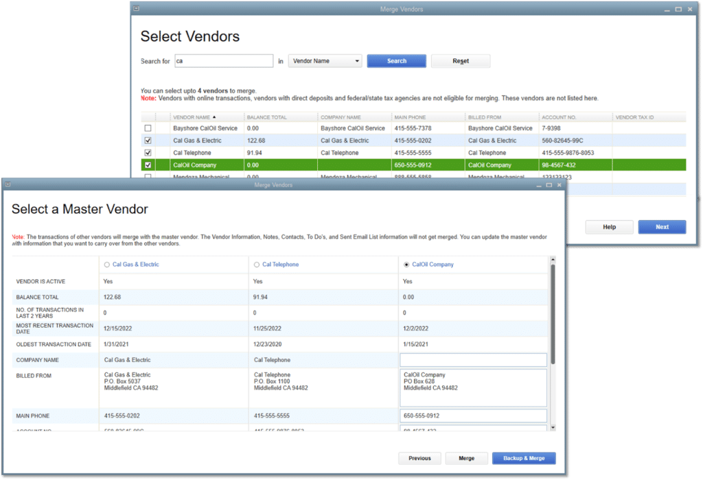 Steps to Merge suppliers list entries tool in QuickBooks Accountant and Enterprise Editions - Image