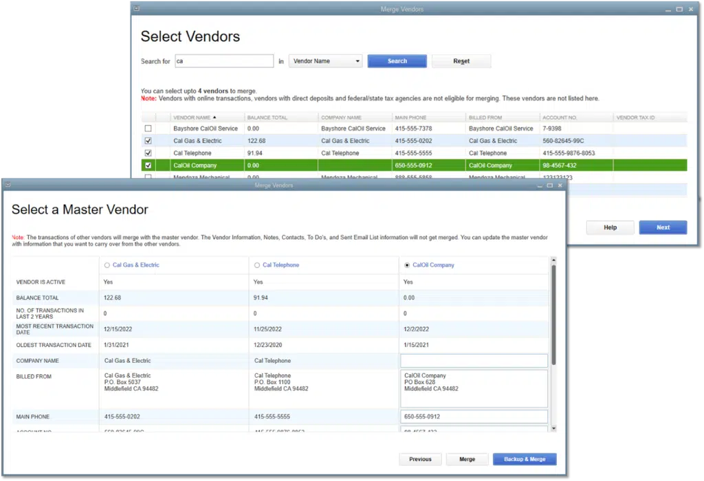 Steps to Merge suppliers list entries tool in QuickBooks Accountant and Enterprise Editions - Image