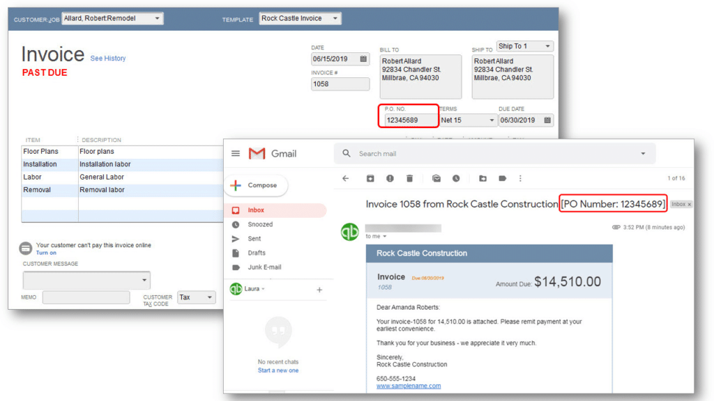 Add PO numbers to Invoice Emails - Image